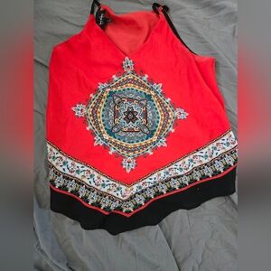 Women's Red Printed Triangle Top